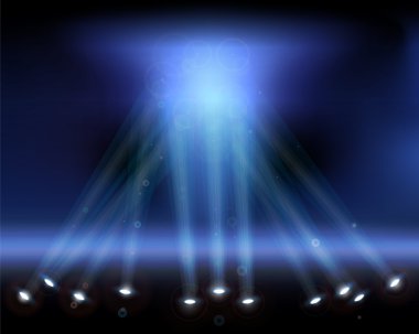 Spotlights in the sky. Vector illustration. clipart