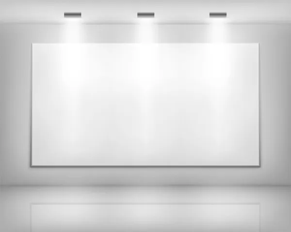 Moldura branca na galeria de arte — Vetor de Stock