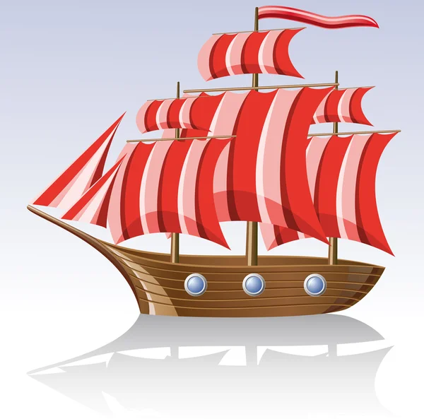 Oude houten zeilschip — Stockvector