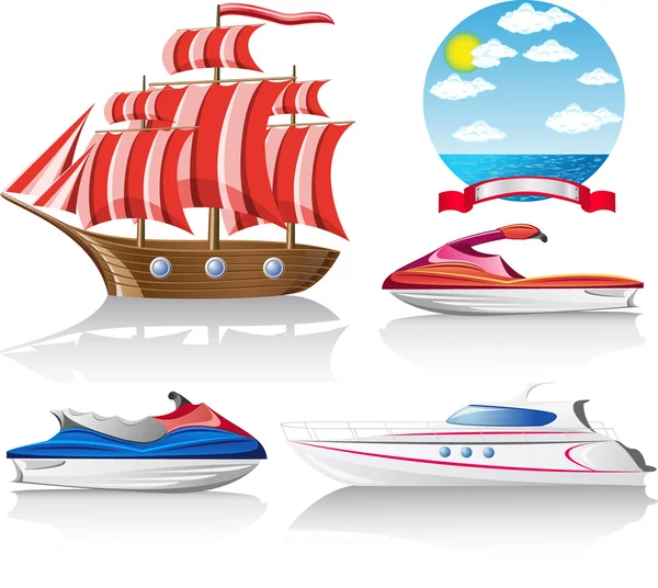 Conjunto de iconos de transporte marítimo — Vector de stock