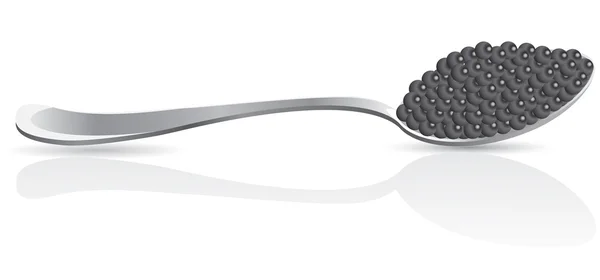 Caviar negro en cuchara — Vector de stock