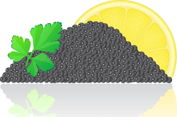 Caviale nero con limone e prezzemolo — Vettoriale Stock