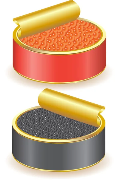 Caviar vermelho e preto —  Vetores de Stock