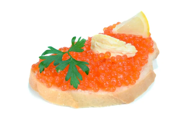 Sandwich met rode kaviaar — Stockfoto