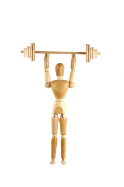 Weight lifting wooden manikin clipart