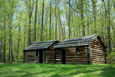 Revolutionary War troop cabins clipart