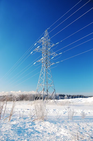 stock image High-voltage line in winter