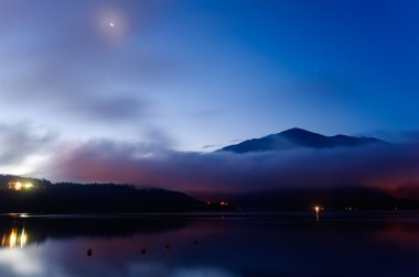 Moon night lake landscape clipart
