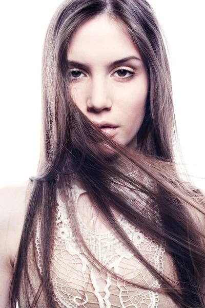 Mode portret van jonge mooie elegante vrouw. Close-up — Stockfoto
