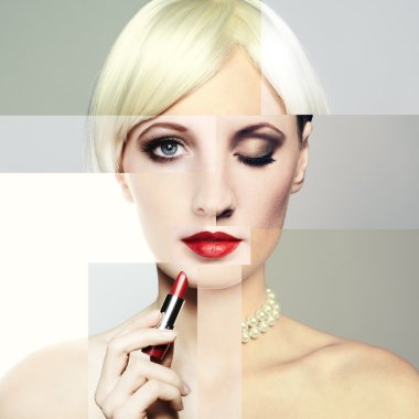 Fashion portrait of the young blonde woman clipart