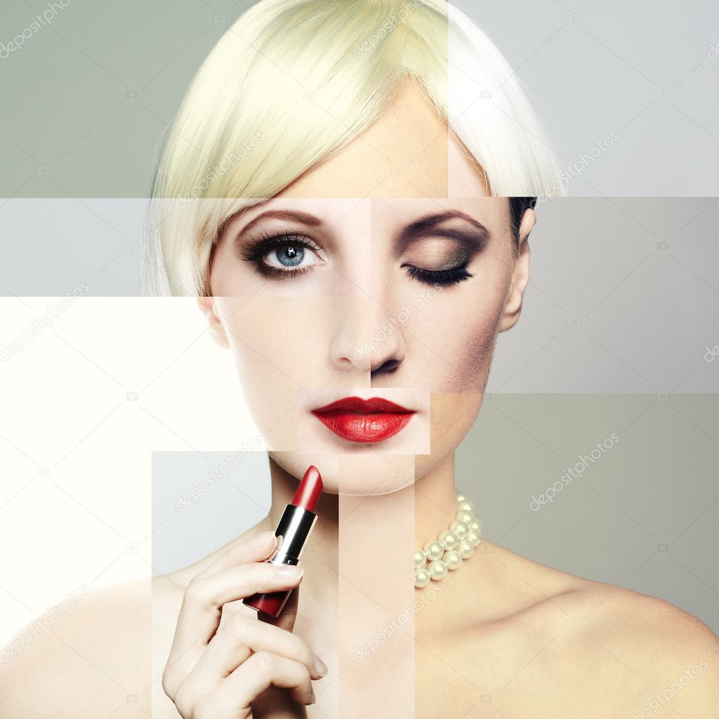 Fashion portrait of the young blonde woman