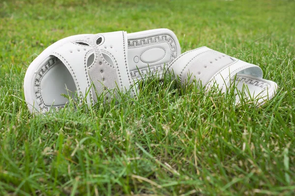 Sandals on the lawn — Stock Photo, Image