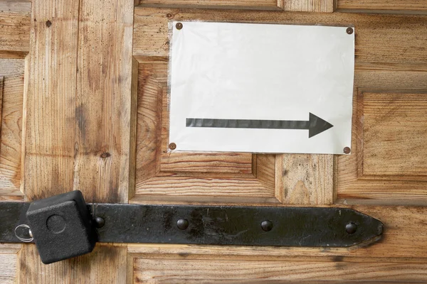 Stock image Lock on a door and a note by