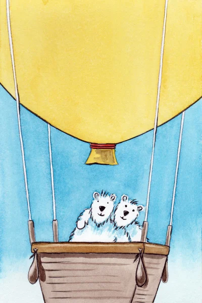 热气球与熊 — 图库照片