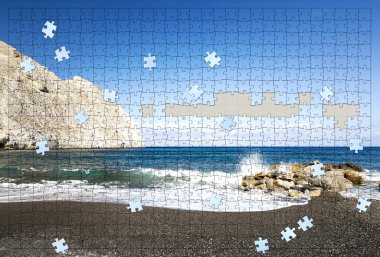 Incomplete puzzle beach clipart