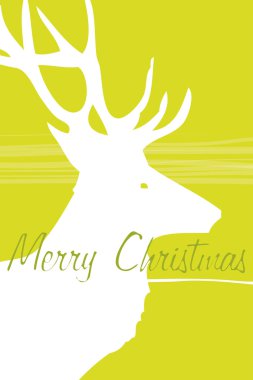 Green christmas deer card clipart