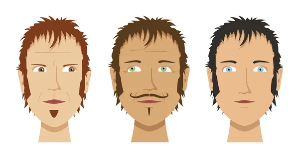 Tři různé tváře — Stockový vektor