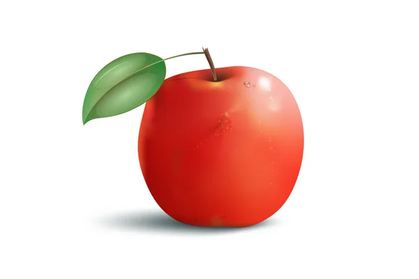 Μήλο κόκκινο με φύλλο — Φωτογραφία Αρχείου