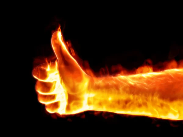 Thumb up on fire — Stock Photo, Image