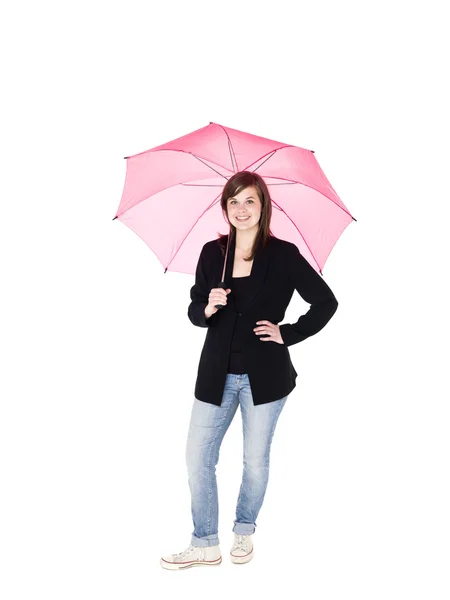 Young woman with umbrella — Stock Photo, Image