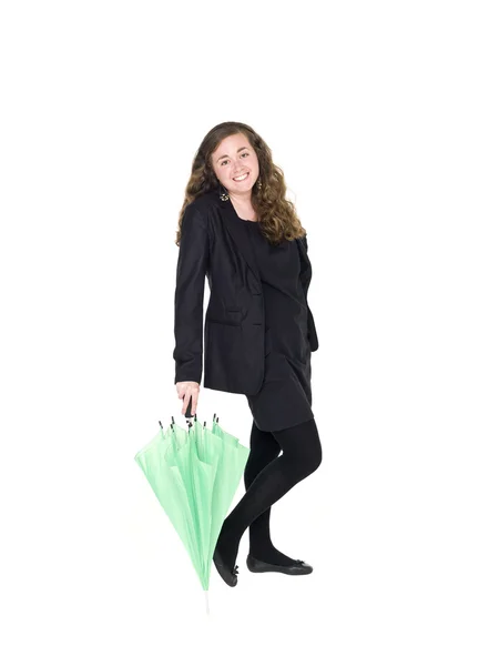 Молодая женщина с зонтиком — стоковое фото