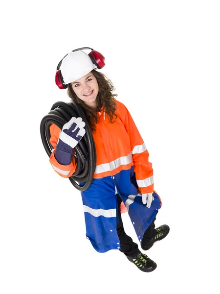 Ženské constructionworker — Stock fotografie