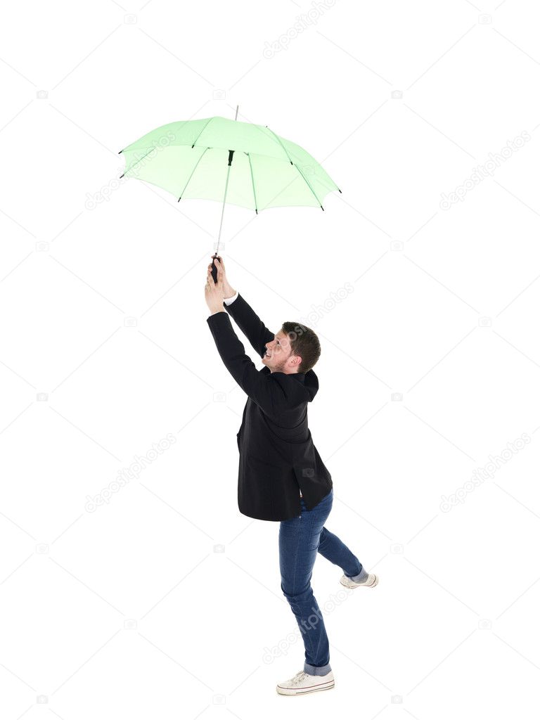 Young man with umbrella
