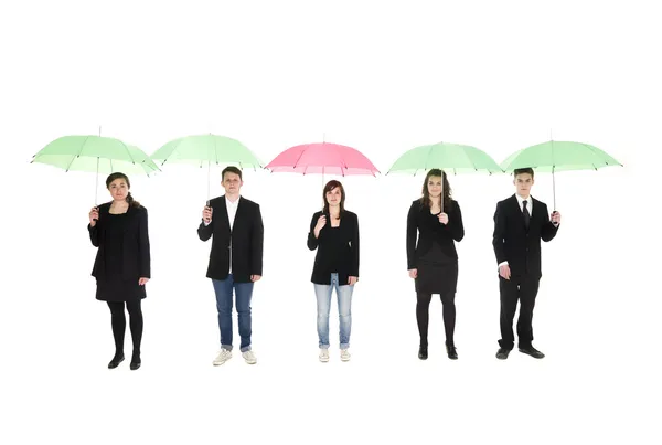 Groep met paraplu 's — Stockfoto