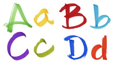 Letters A-D in ink marker clipart