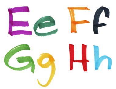 Letters E-H in ink marker clipart