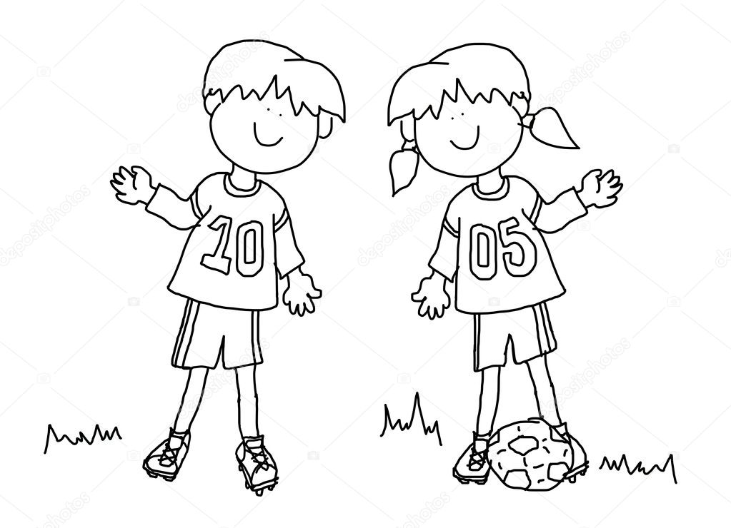 Boy And Girl Cartoon Soccer Player Stock Photo By C Mirage3