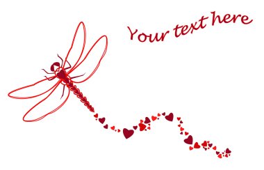 Red hearts dragonfly clipart