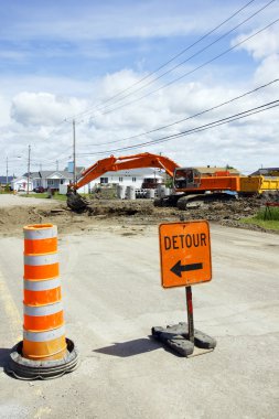 Detour digging the street clipart