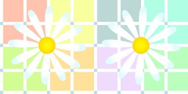 Daisies over soft pastel plaid clipart