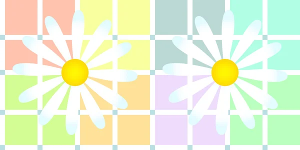 Marguerites sur plaid pastel doux — Image vectorielle