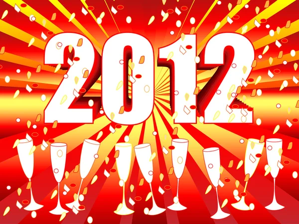 2012 sunburst celebração champanhe — Vetor de Stock