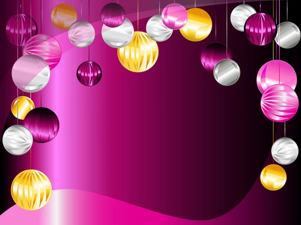 분홍색과 보라색 크리스마스 장식 배경 — 스톡 벡터