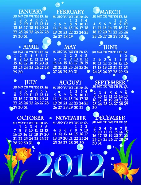 Золота рибка календар 2012 — стоковий вектор