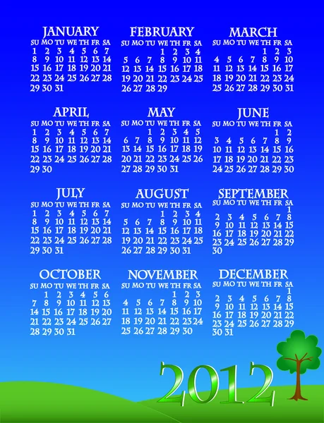 2012 landscape calendar — Stock Vector