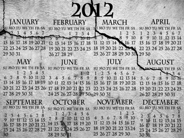 2012 тріснутий цементний календар — стокове фото