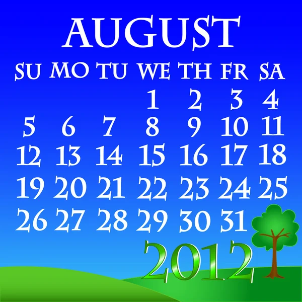 stock vector August 2012 landscape calendar