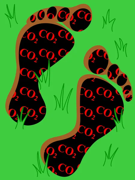 Empreinte carbone sur l'herbe — Image vectorielle