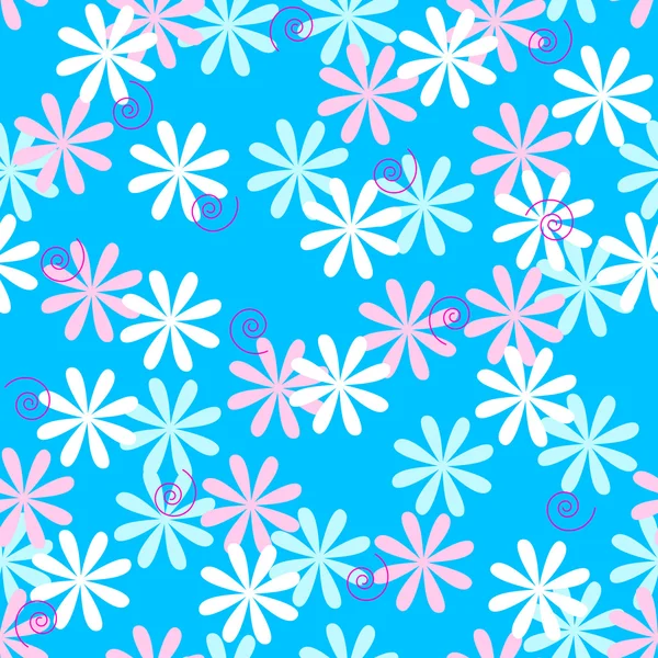Amusant motif de fleurs sans couture — Image vectorielle
