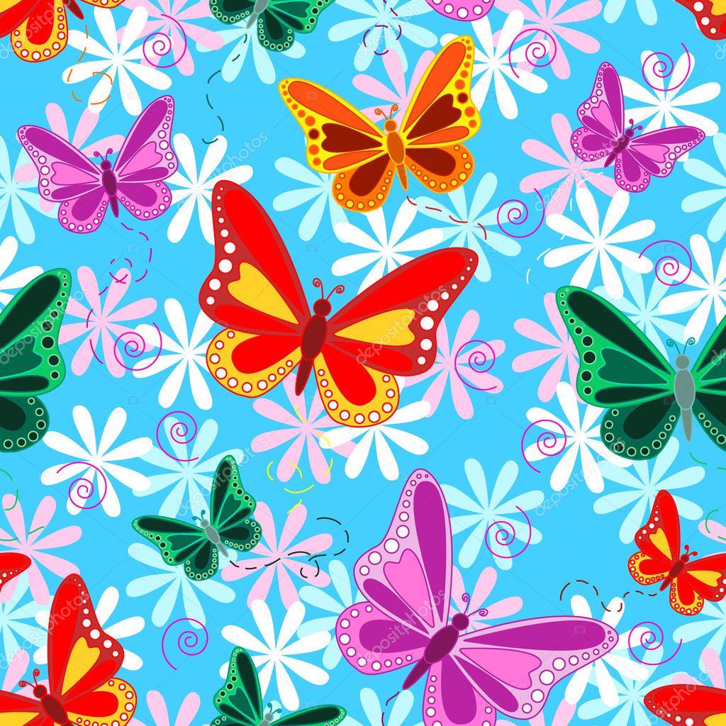Colorful seamless butterfly pattern Stock Vector Image by ©Mirage3 #6296795