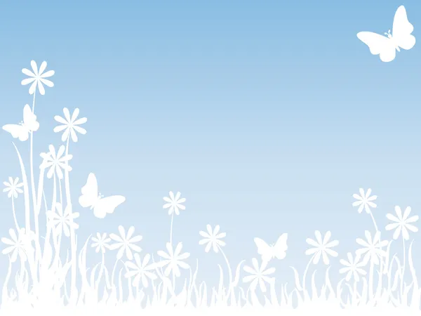 Fleurs et papillons d'herbe — Image vectorielle