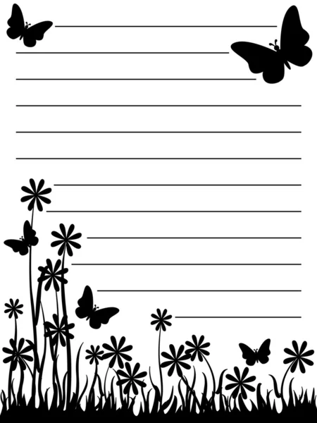 Σημειωματάριο πεταλούδων και λουλουδιών — Διανυσματικό Αρχείο