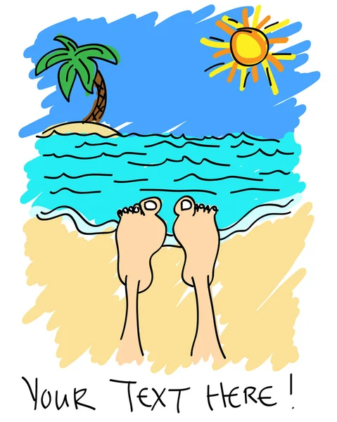 Füße am Strand — Stockvektor