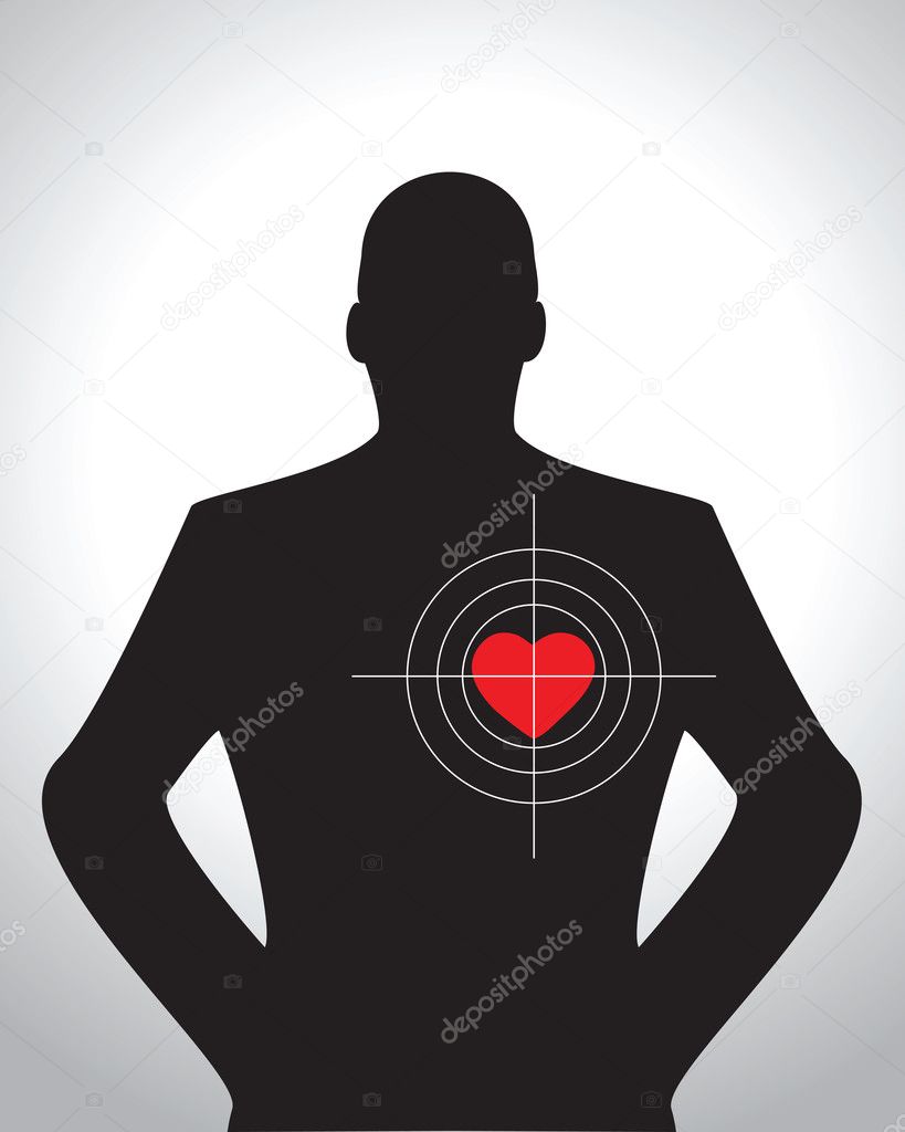 Man silhouette as love target