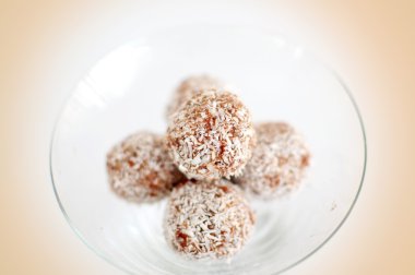 Chocolate coconut truffles in glass