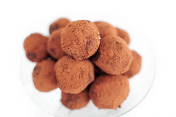 Chocolate truffles isolated on white — Stock Photo, Image